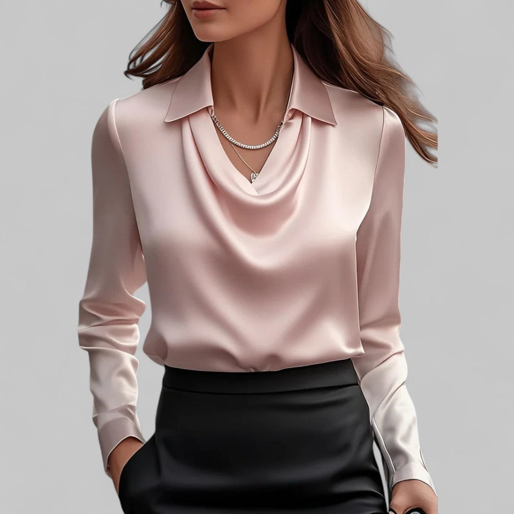 Rose | Long Sleeve Satin Blouse