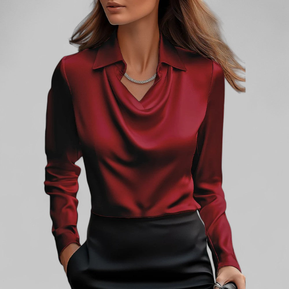 Rose | Long Sleeve Satin Blouse
